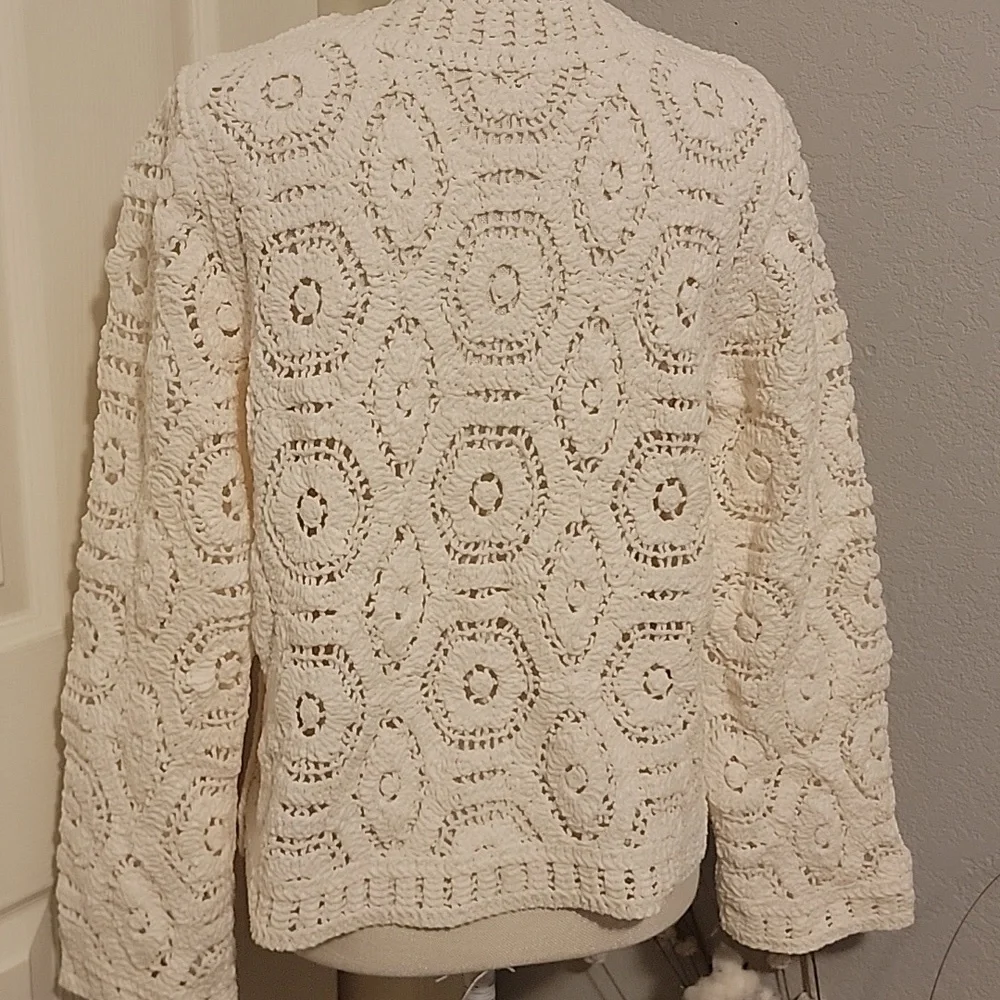 POL Cream Crochet Crew Neck Sweater NWOT - Picture 3 of 6